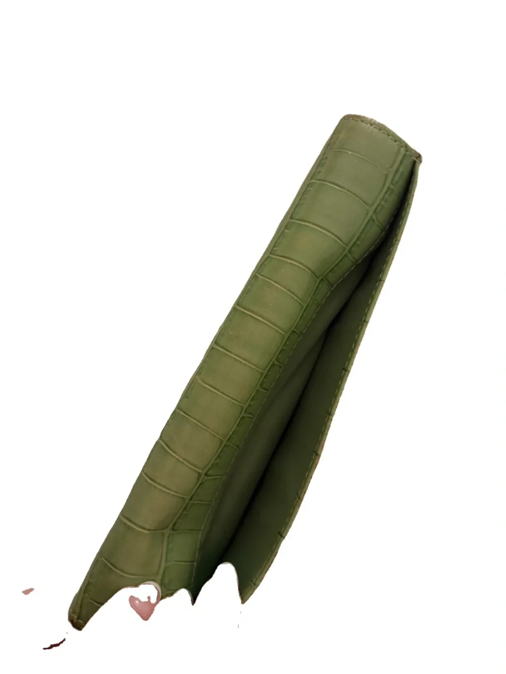 Green Croc-Embossed Leather Long Wallet